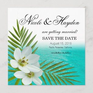 Aloha Beach Tropical Flowers Save the Date Kaart