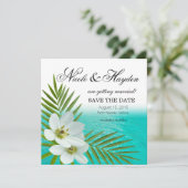 Aloha Beach Tropische Bloemen Bewaar de Datum Kaart (Staand voorkant)
