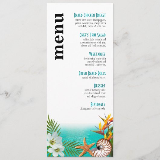 Aloha Beach Wedding Menu Plumeria Frangipani (Voorkant)