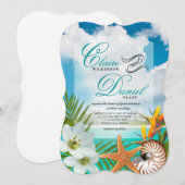 Aloha Beach Wedding Plumeria Frangipani Nautilus Kaart (Voorkant / Achterkant)