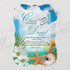 Aloha Beach Wedding Plumeria Frangipani Nautilus Kaart