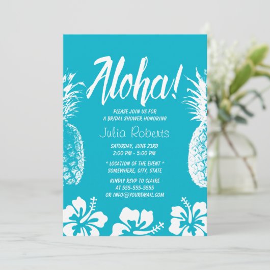 Aloha Beach Wedding Vrijgezellenfeest Pineappel Kaart (Staand voorkant)