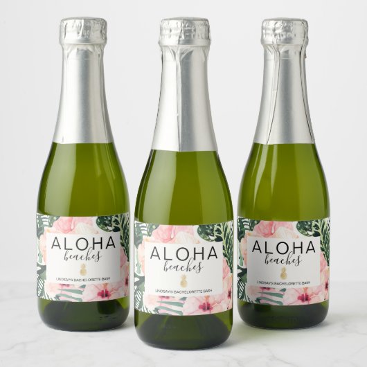 Aloha Beaches Bachelorette Sparkling Wijnetiket (Flessen)