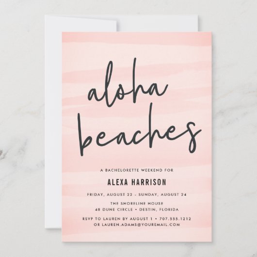 Aloha Beaches Bachelorette Weekend Uitnodiging (Voorkant)