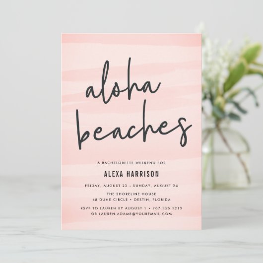 Aloha Beaches Bachelorette Weekend Uitnodiging (Staand voorkant)