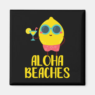 Aloha Beaches Cool Lemon Fruit T-shirt Vakantie Gi Magneet