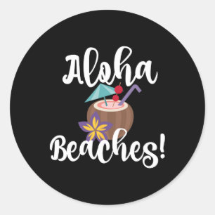 Aloha Beaches Funny Beach Kokosnoot Paraplu Drink Ronde Sticker