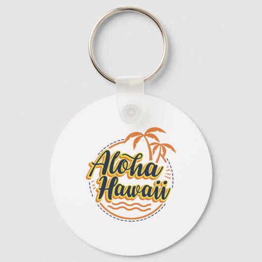 Aloha Beaches Hawaii Palms Surfer Shirt Sleutelhanger (Voorkant)