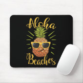 Aloha Beaches Hawaii Pineapple Sungles Travel T-sh Muismat (Met muis)