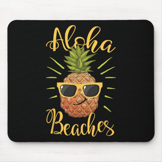Aloha Beaches Hawaii Pineapple Sungles Travel T-sh Muismat (Voorkant)