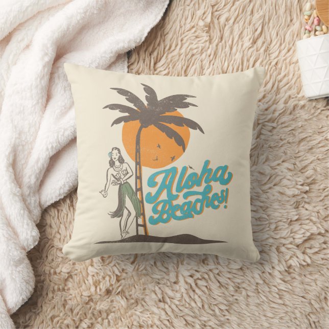 Aloha Beaches Hula Girl Hawaii Hawaiian Retro Kussen (Deken)