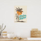 Aloha Beaches Hula Girl Hawaii Hawaiian Retro Poster (Keuken)