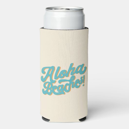 Aloha Beaches Hula Girl Hawaii Hawaiian Retro Seltzer Blikjeskoeler (Seltzer Achterkant)