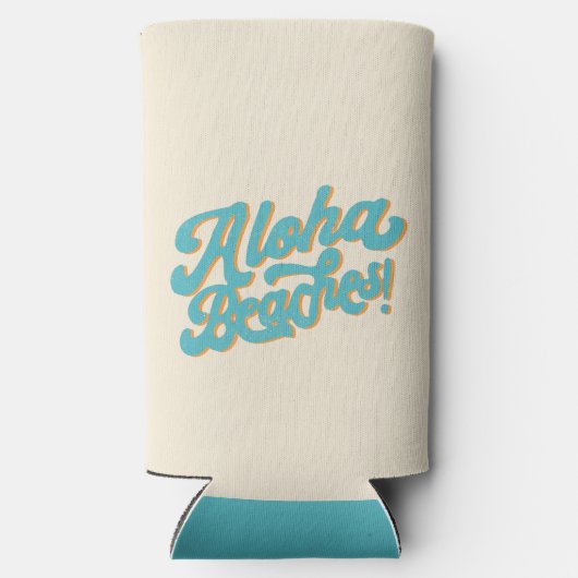 Aloha Beaches Hula Girl Hawaii Hawaiian Retro Seltzer Blikjeskoeler (Achterkant)