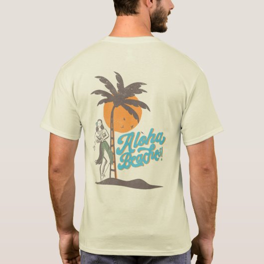 Aloha Beaches Hula Girl Hawaii Hawaiian Retro T-shirt (Achterkant)