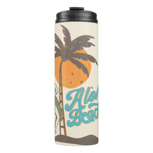 Aloha Beaches Hula Girl Hawaii Hawaiian Retro Thermosbeker (Voorkant)