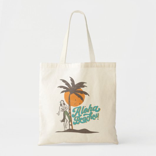 Aloha Beaches Hula Girl Hawaii Hawaiian Retro Tote Bag (Voorkant)