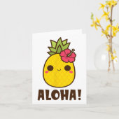 Aloha Beaches Kawaii Schattigee Ananas Hawaï Hawaï Kaart (Gele Bloem)