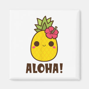 Aloha Beaches Kawaii Schattigee Ananas Hawaï Hawaï Magneet