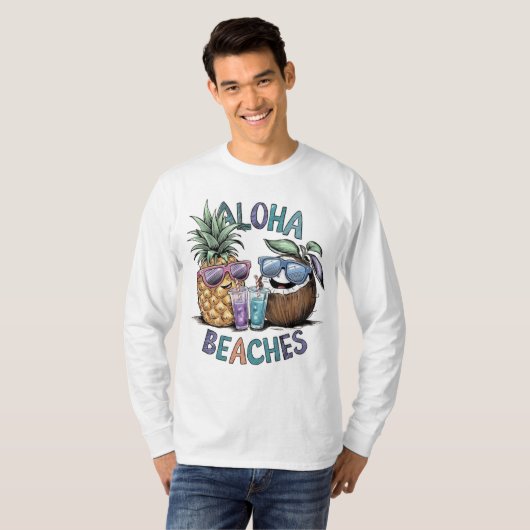 Aloha Beaches Mannen Basic T-shirt met lange mouwe (Voorkant volledig)