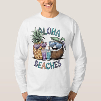 Aloha Beaches Mannen Basic T-shirt met lange mouwe