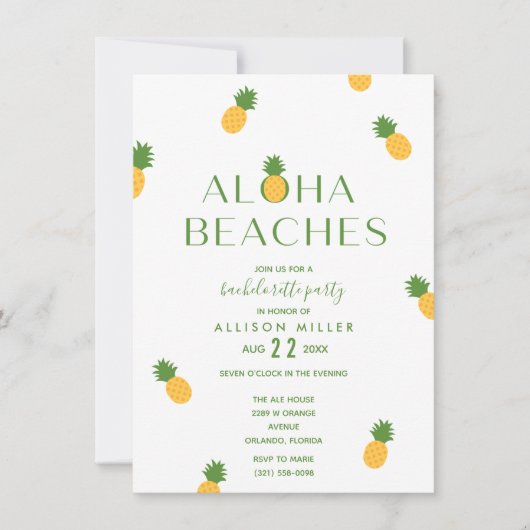 Aloha beaches Pineapple Bachelorette Party Kaart (Voorkant)