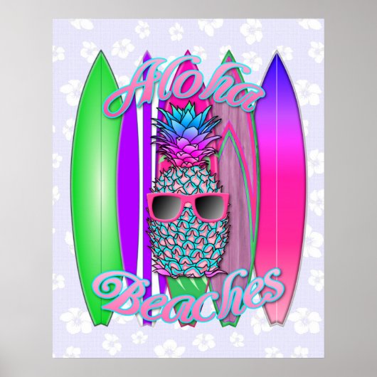 Aloha Beaches Pineapple Poster (Voorkant)