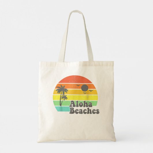 Aloha Beaches Retro Beach Vacation Summer Quote Wo Tote Bag (Achterkant)