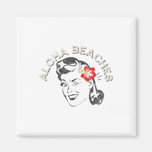 Aloha Beaches Retro  stijl Hawaii Vakantie1 Magneet