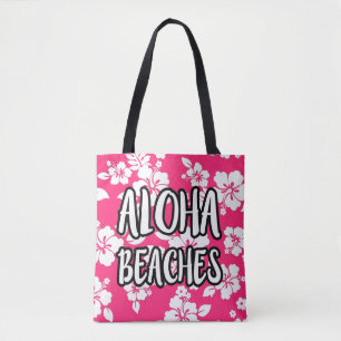 Aloha Beaches Roze Hibiscus canvas tas