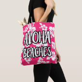 Aloha Beaches Roze Hibiscus canvas tas (Dichtbij)