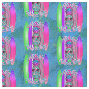 Aloha Beaches Summer Surf Pineappel Stof