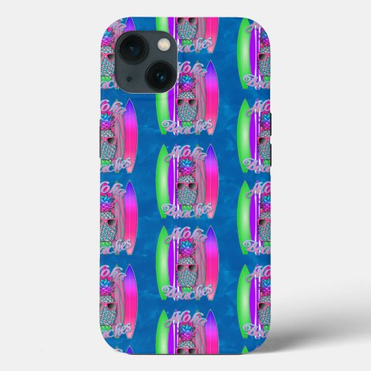Aloha Beaches Summer Surfing Pineapple Case-Mate iPhone Case (Achterkant)