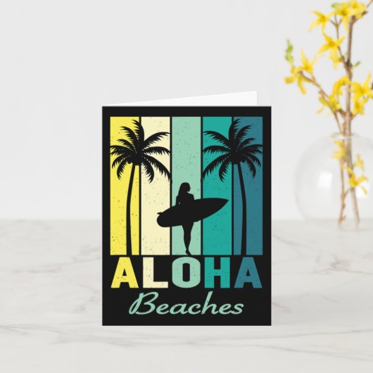Aloha Beaches Surfer Girl Hawaii  Hawaiian Kaart (Gele Bloem)