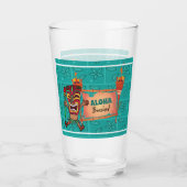Aloha Beaches Tiki Torches Hawaiian Luau Bamboo Glas (Voorkant)