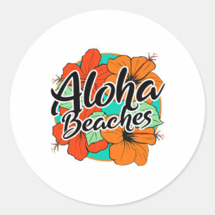 Aloha Beaches Tropische Hawaii Bloemen Hawaïaanse  Ronde Sticker