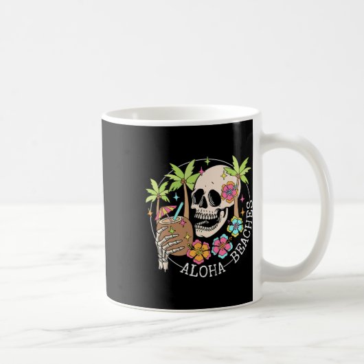 Aloha Beachs Skeleton Summer Vacation Hawaii Famil Koffiemok (Rechts)