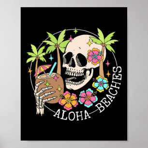 Aloha Beachs Skeleton Zomervakantie Hawaii Familie Poster