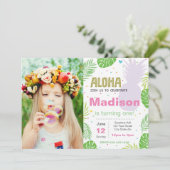 Aloha Birthday Invite met foto Kaart (Staand voorkant)