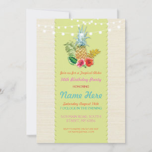 Aloha Birthday Party Luau Aloha Pineapple Invite Kaart