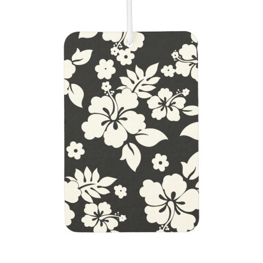 Aloha Black Classic Hawaiian Hibiscus Print Luchtverfrisser (Voorkant)