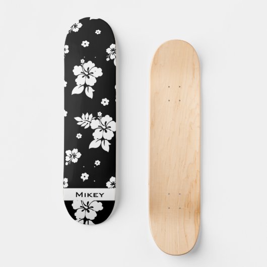 Aloha Black Classic Hawaiian Seamless Pattern Persoonlijk Skateboard (Voorkant)