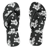 Aloha Black Classic Hawaiian Seamless Pattern Teenslippers (Voetbed)