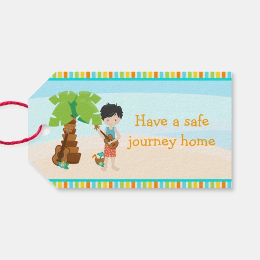 Aloha Black Hair Boy Cadeaulabel (Achterkant Horizontaal)