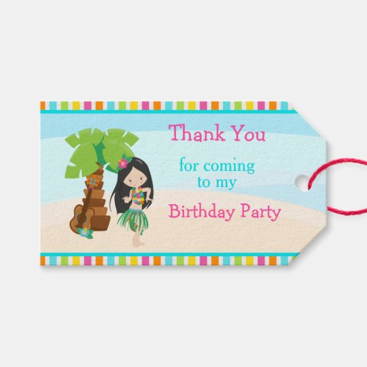 Aloha Black Hair Girl Cadeaulabel (Voorkant (Horizontaal))