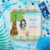 Aloha Black Hair Girl Party Papieren Bordje (Feest)