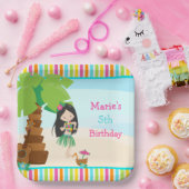 Aloha Black Hair Girl Party Papieren Bordje (Feest)