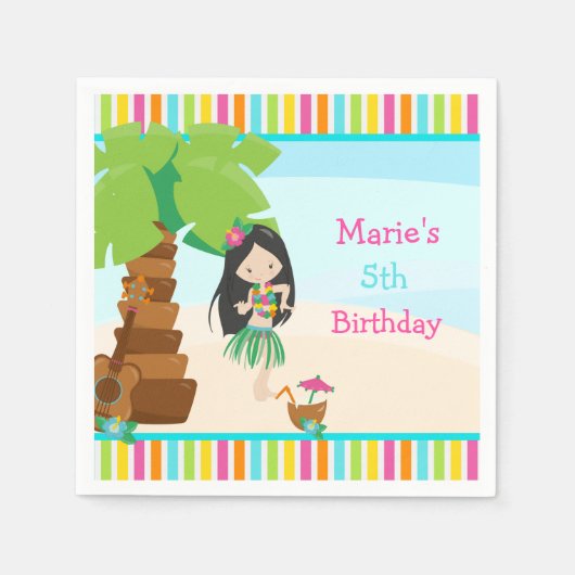 Aloha Black Hair Girl Party Servet (Voorkant)