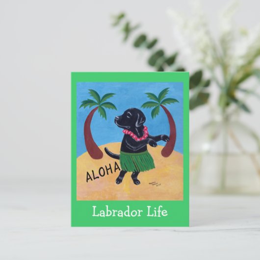 Aloha Black Labrador Briefkaart (Staand voorkant)