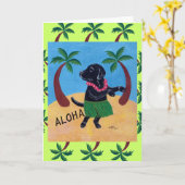 Aloha Black Labrador Kaart (Gele Bloem)